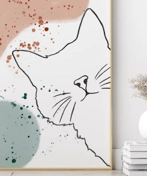 نقاشی گربه منیمال