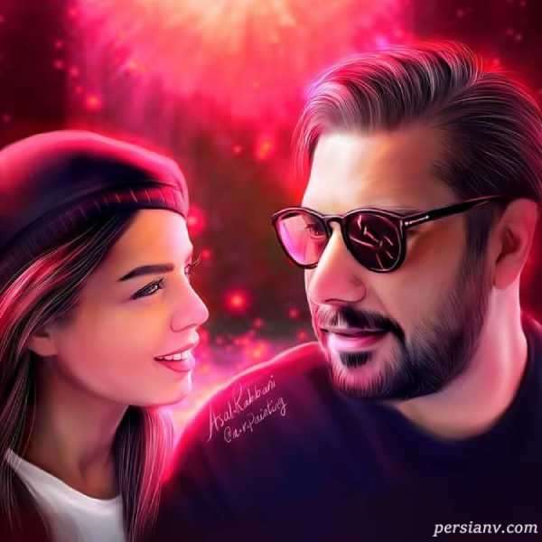 تصویر روز | نقاشی زیبا از چهره احسان خواجه امیری خواننده عکس چهره احسان خواجه امیری