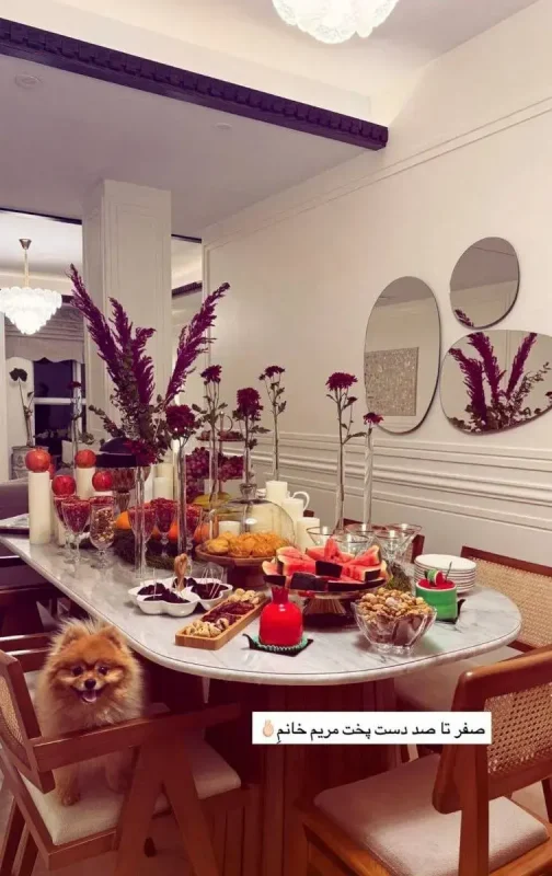 عکس؛ دیزاین سفره شب چله به سبک مریم معصومی شب یلدا ۱۴۰۴ photo 2025 12 22 13 17 22