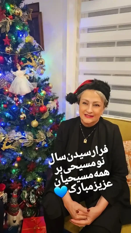 عکس؛ جشن مریم امیرجلالی در شب سال نو میلادی کنار درخت کریسمس photo 2025 12 31 19 02 01 1