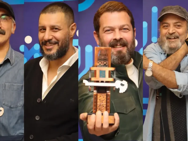 عکس هنرمندان در رويداد ملى جايزه امير ساعاتى پيش در تالار وحدت