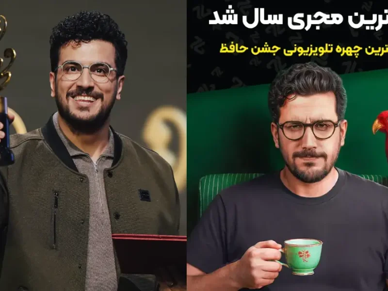 عکس؛ رونمایی امیرحسین قیاسی بعد از مدت‌ها از همسرش در جشن حافظ با استایلی شیک