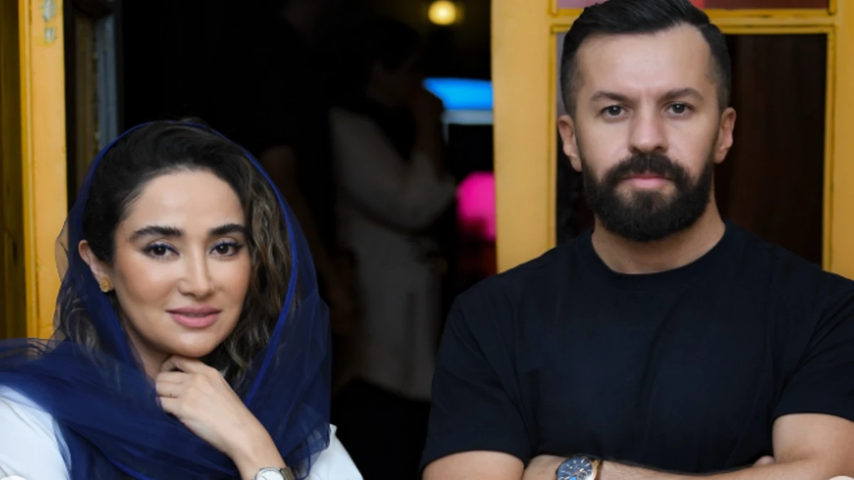 بهاره افشاری و سعید دشتی در پشت صحنه نمایش قلب نارنگی