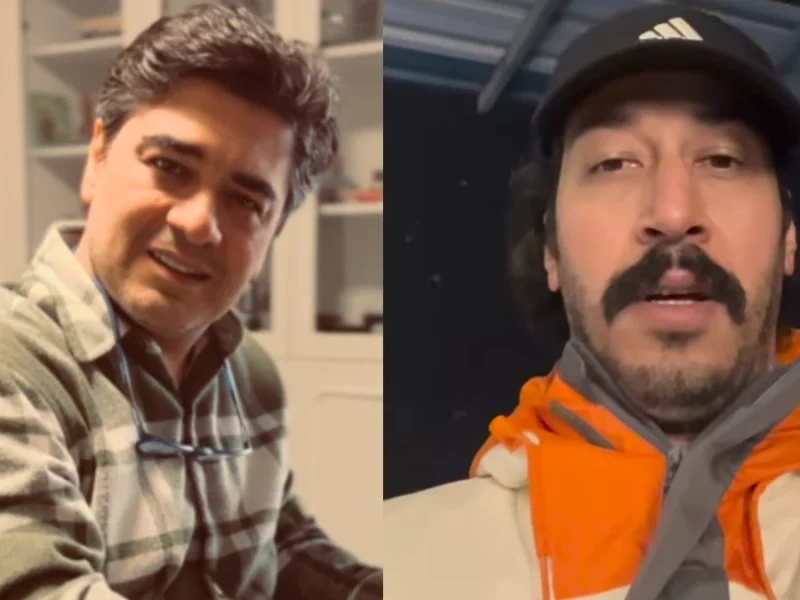 عکس عجیب و خنده دار بهرام افشاری و سامان احتشامى در پشت صحنه پایتخت