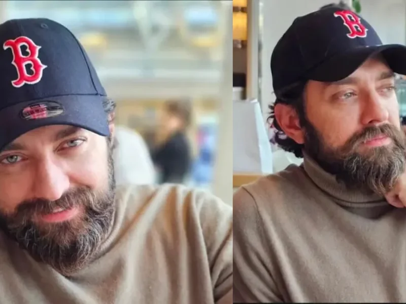 عکس از استایل شیک بهرام رادان با کت راه‌راه آبی