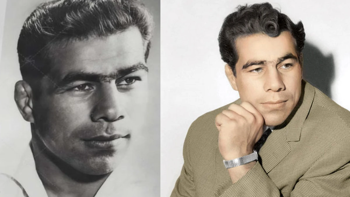 تختی روی سکوی قهرمانی کشتی آسیا 1958 در توکیو