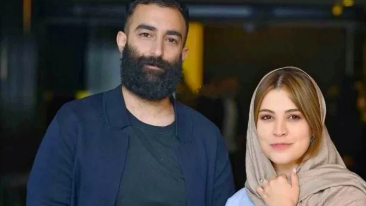 شیدا خلیق و همسرش کنار حیوان خانگی شان