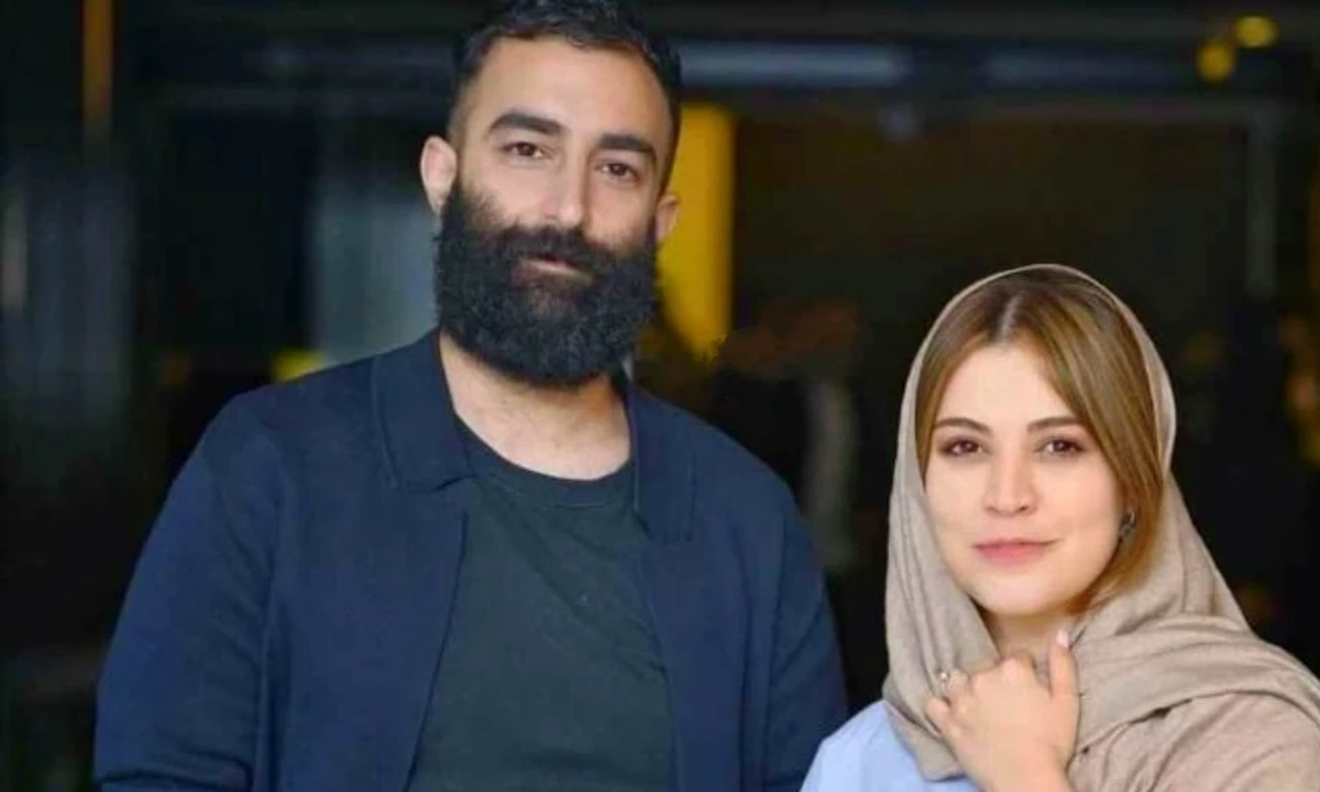 شیدا خلیق و همسرش کنار حیوان خانگی شان