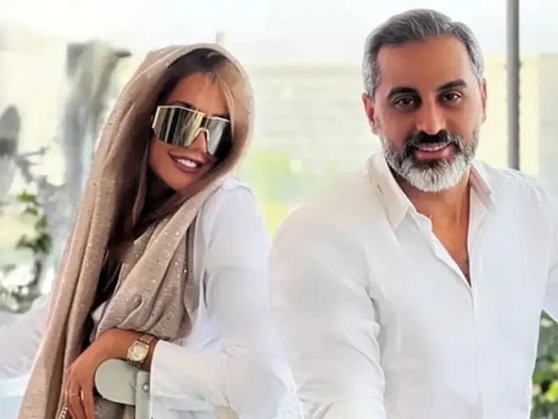 علیرام نورایی در کنار همسرش در تولد پسرشون