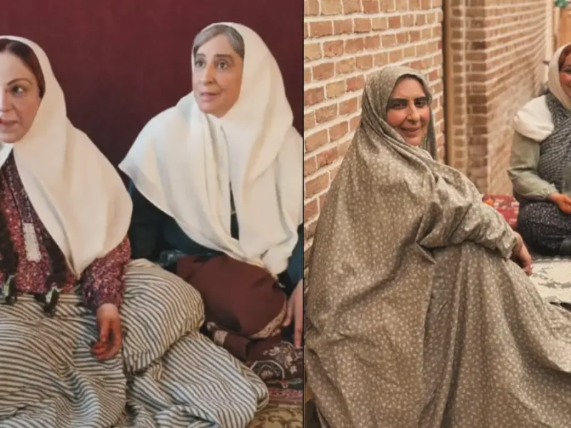 عکس؛ پشت صحنه سریال بامداد خمار با بهنوش بختیاری و مرجانه گلچین