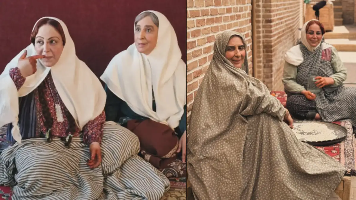 عکس؛ پشت صحنه سریال بامداد خمار با بهنوش بختیاری و مرجانه گلچین