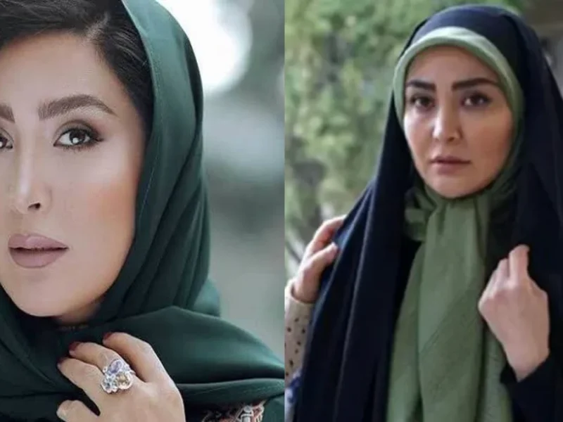 ژست و پوشش خاص «مریم معصومی» در یک کتابفروشی