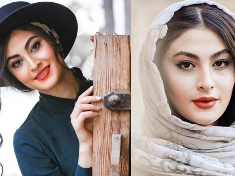 نگاهی به استایل مریم مومن با ست چرم مشکی و کفش های قرمز در طبیعتی سرسبز و زیبا