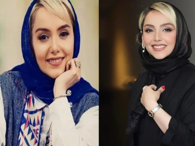 نازنین بیاتی با یک گلدان صورتی و جذاب