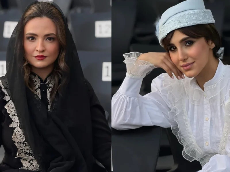 نگار نیک‌دل و گلاره عباسی در پشت صحنه تئاتر