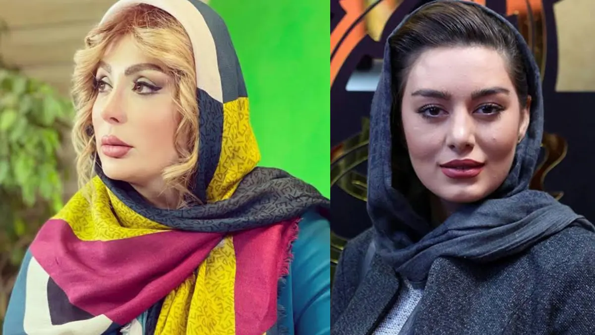 سحر قریشی در کنار نیوشا ضیغمی پشتصحنه یک فیلم
