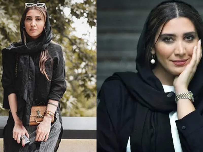 نیکی مظفری در نمایشگاه برادر گلشیفته فراهانی با استایل کپی