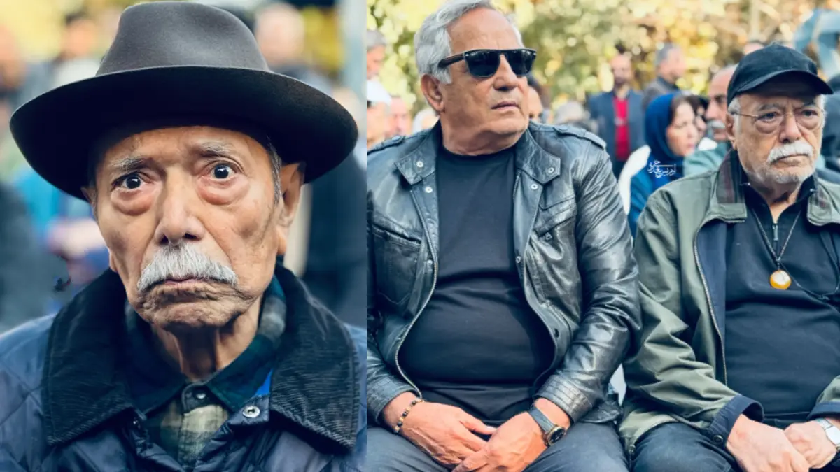 مراسم بدرقه هادی مرزبان؛ علی نصیریان و فرهاد آئیش